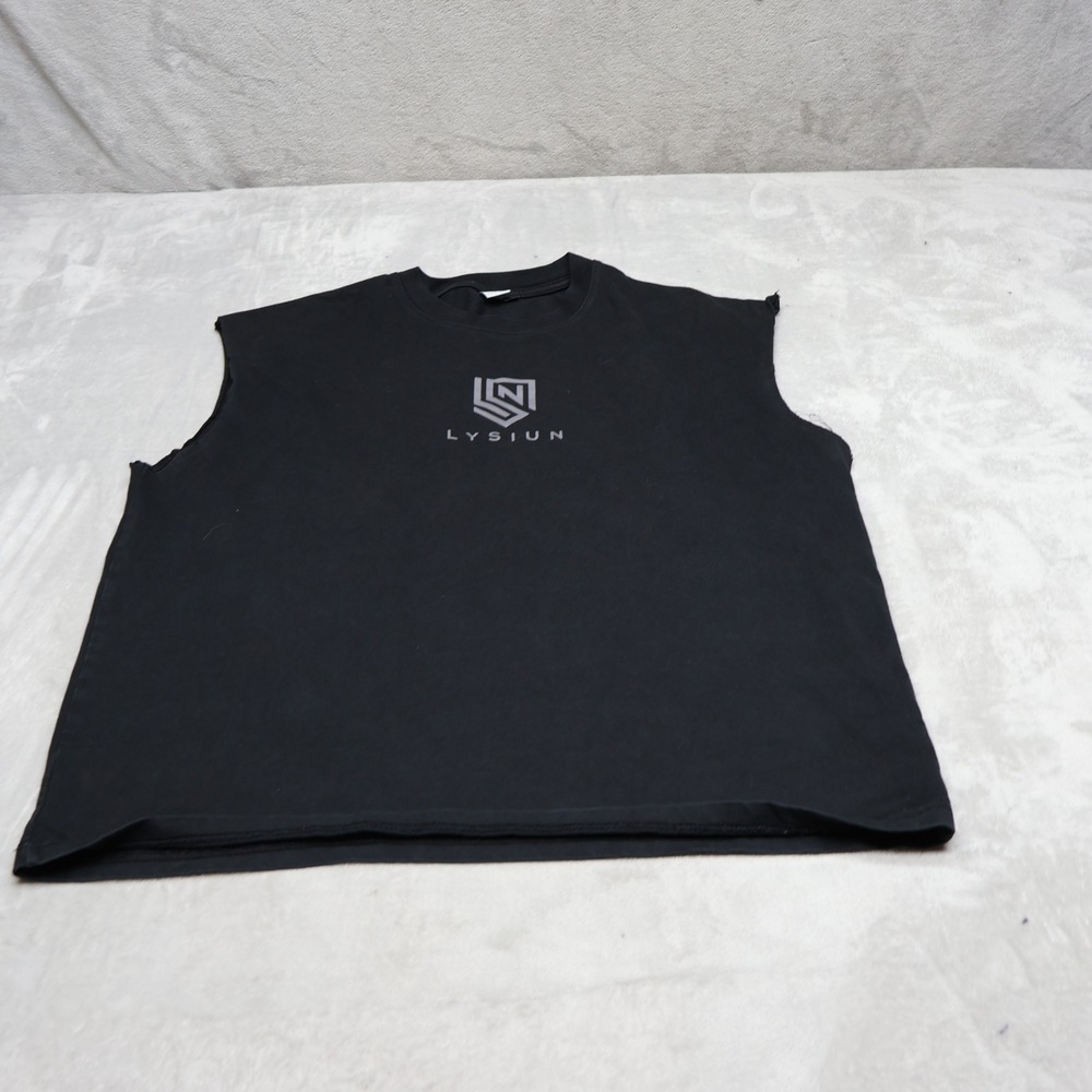LYSIUN Shirt Mens Medium Black Graphic Print Sleeveless Muscle Crewneck READ